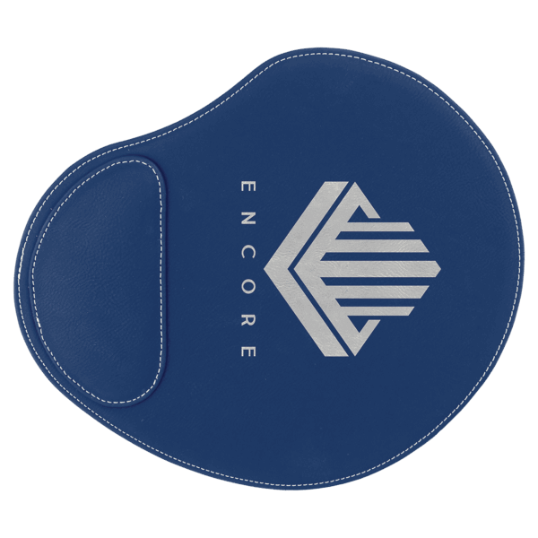9" x 10 1/4" Blue/Silver Laserable Leatherette Mouse Pad