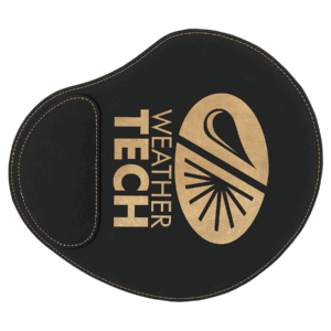 9" x 10 1/4" Black/Gold Laserable Leatherette Mouse Pad