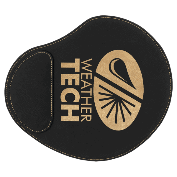 9" x 10 1/4" Black/Gold Laserable Leatherette Mouse Pad