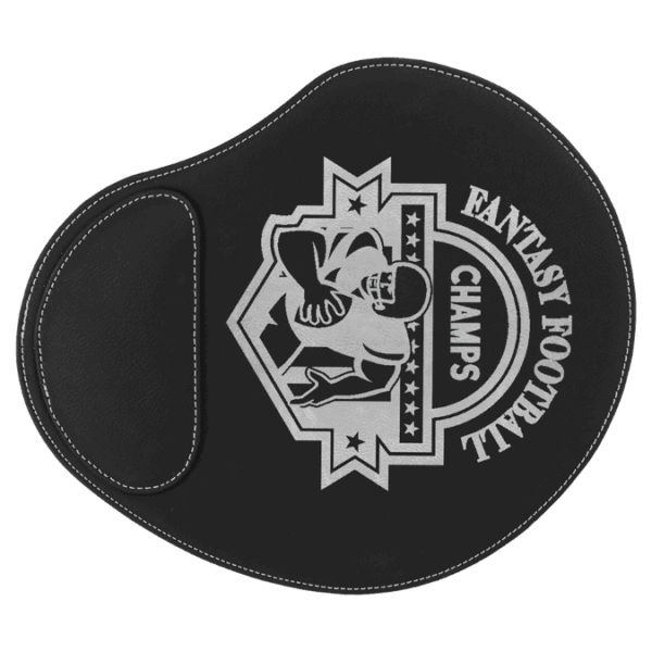 9" x 10 1/4" Black/Silver Laserable Leatherette Mouse Pad