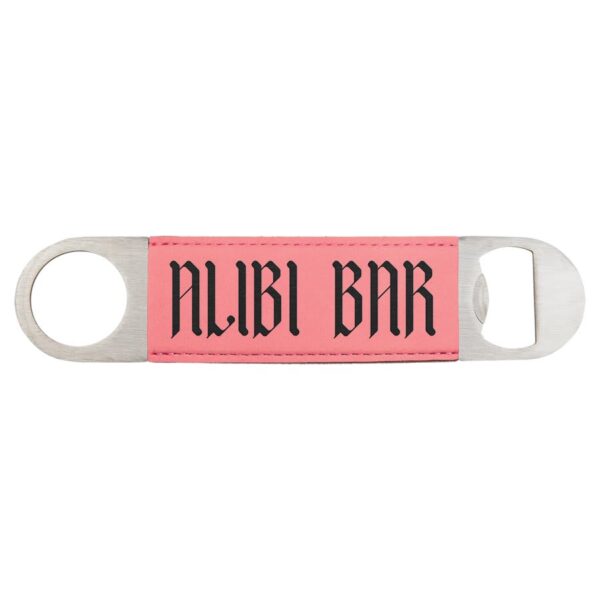 1 1/2" x 7" Pink Laserable Leatherette Bottle Opener