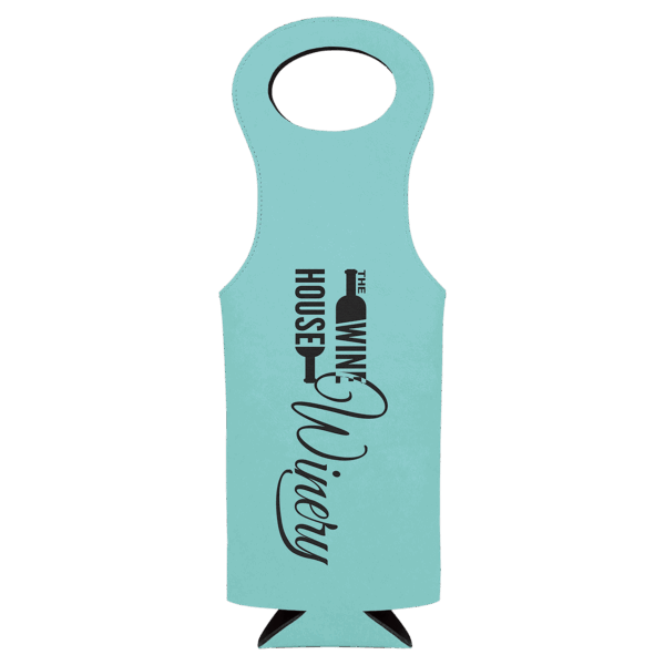 Teal Laserable Leatherette Wine Bag
