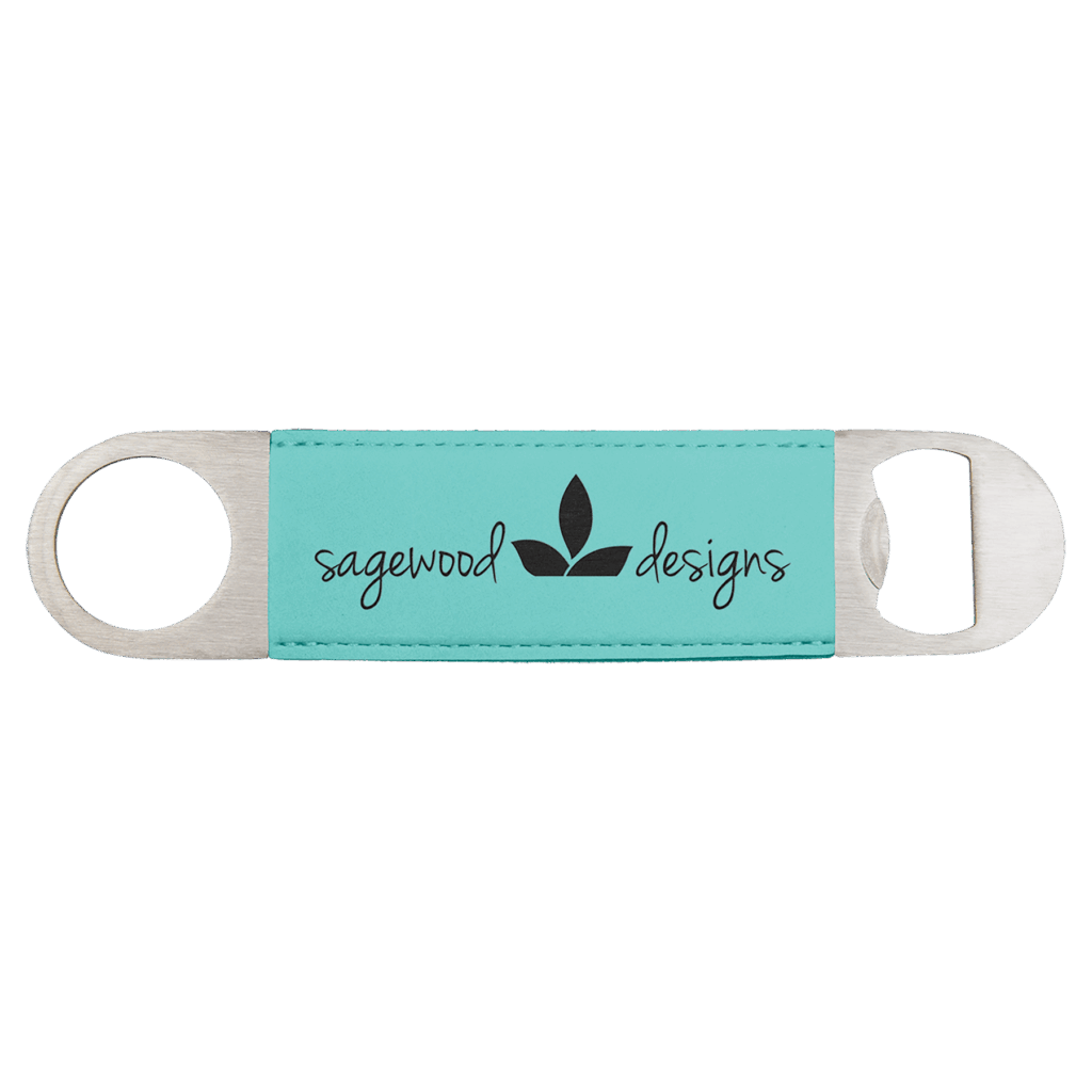 1 1/2" x 7" Teal Laserable Leatherette Bottle Opener