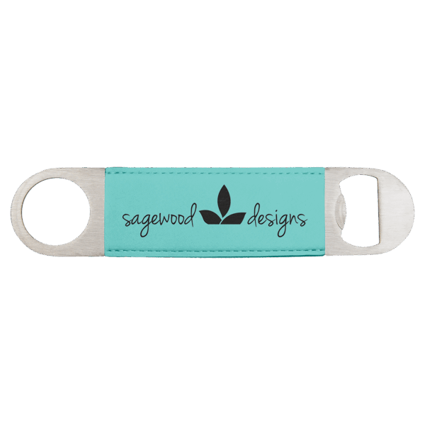 1 1/2" x 7" Teal Laserable Leatherette Bottle Opener