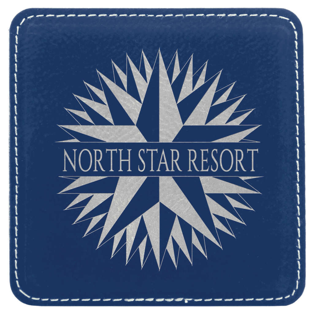 4" x 4" Square Blue/Silver Laserable Leatherette Coaster