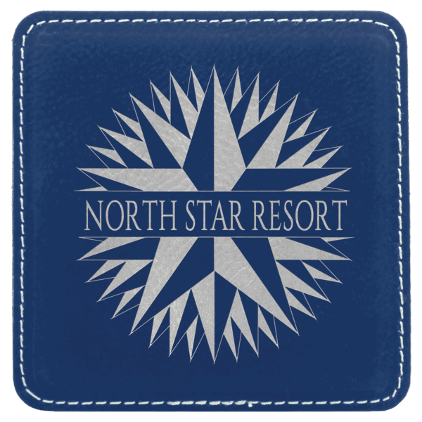4" x 4" Square Blue/Silver Laserable Leatherette Coaster