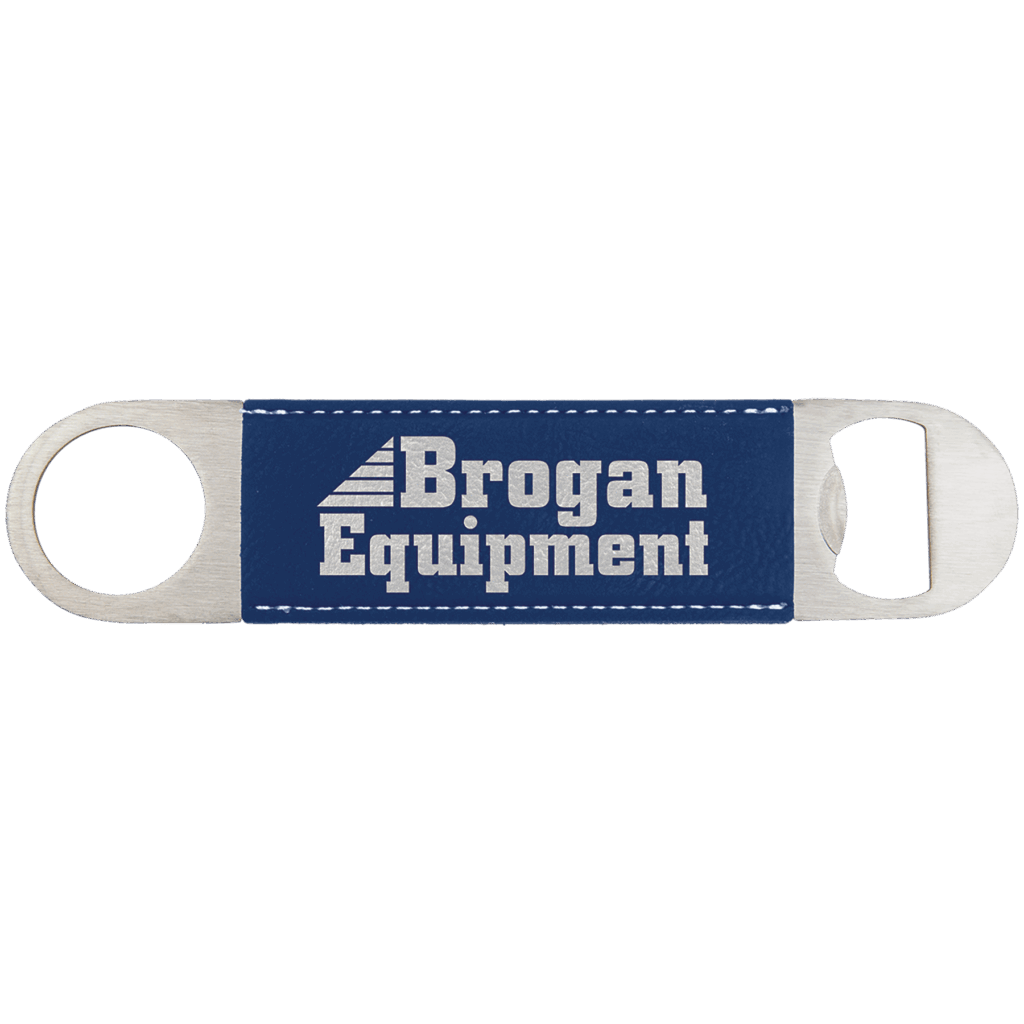 1 1/2" x 7" Blue/Silver Laserable Leatherette Bottle Opener