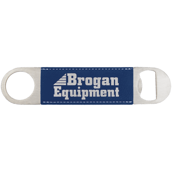 1 1/2" x 7" Blue/Silver Laserable Leatherette Bottle Opener