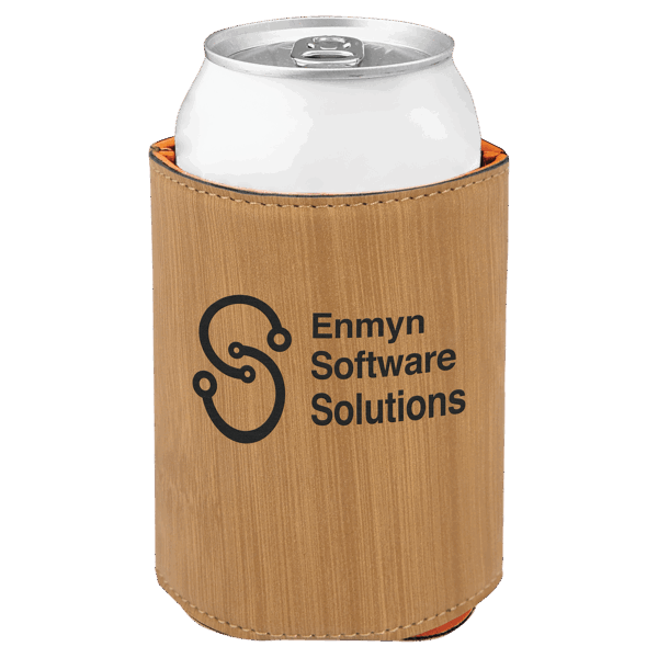 3 3/4" Bamboo Laserable Leatherette Beverage Holder