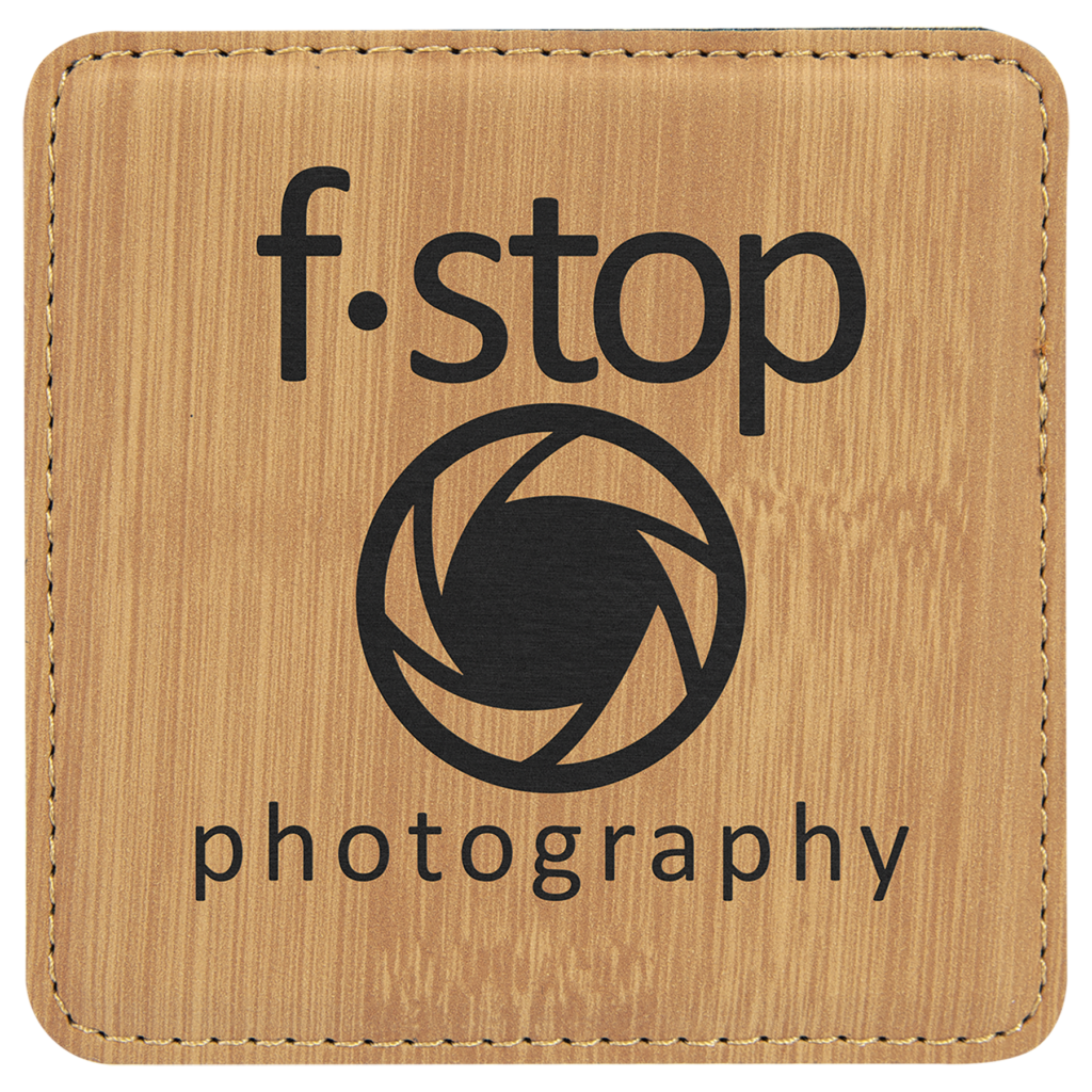 4" x 4" Square Bamboo Laserable Leatherette Coaster