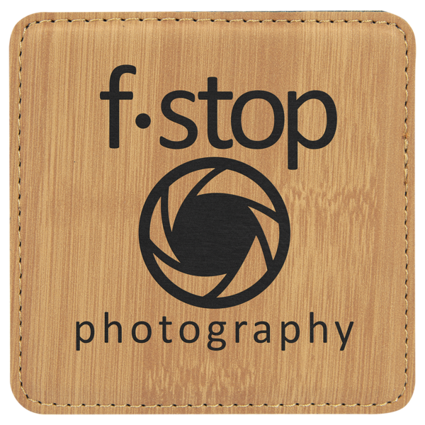 4" x 4" Square Bamboo Laserable Leatherette Coaster