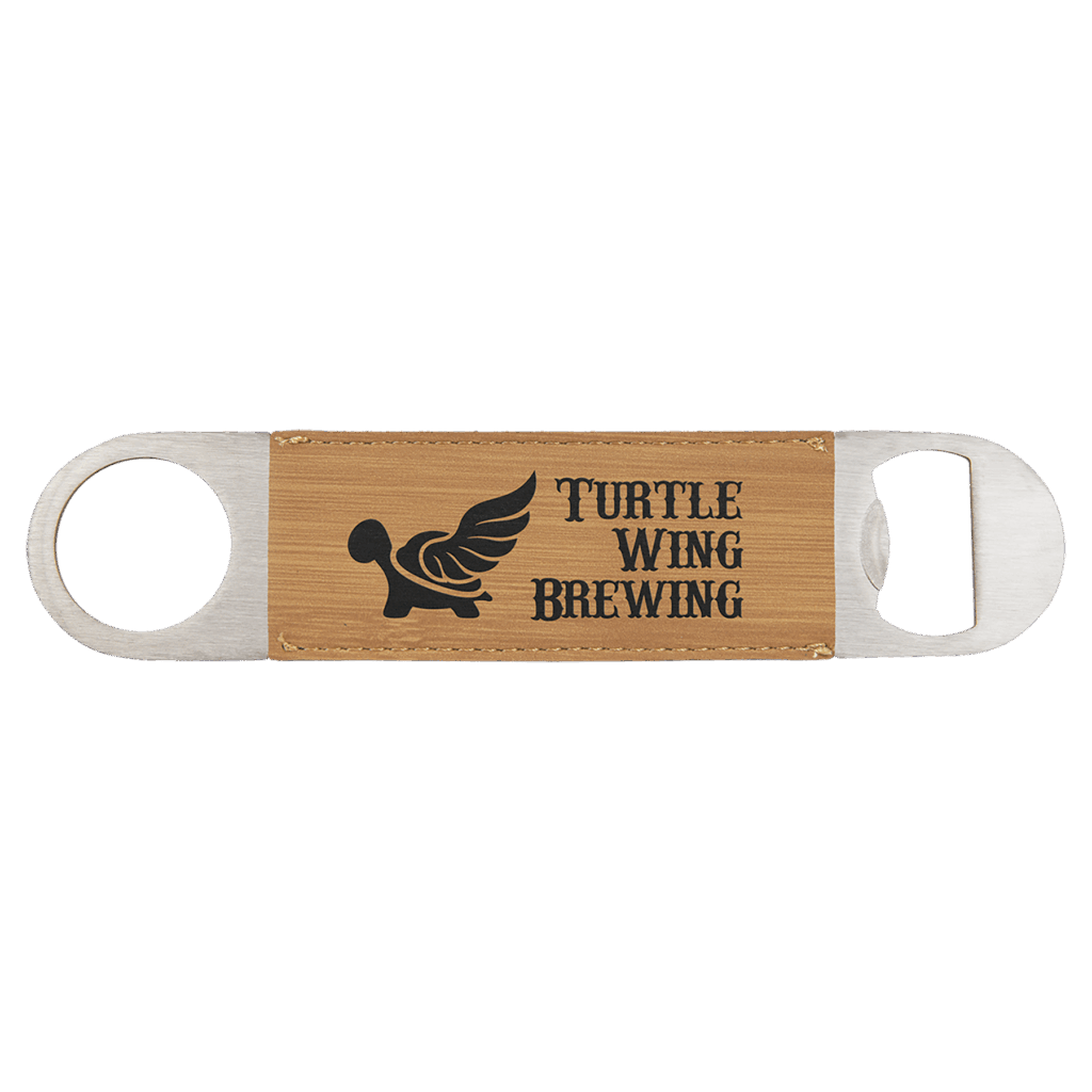 1 1/2" x 7" Bamboo Laserable Leatherette Bottle Opener