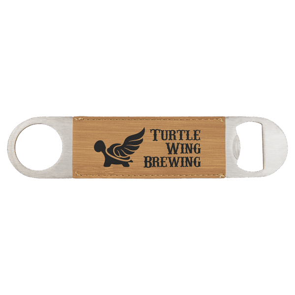 1 1/2" x 7" Bamboo Laserable Leatherette Bottle Opener