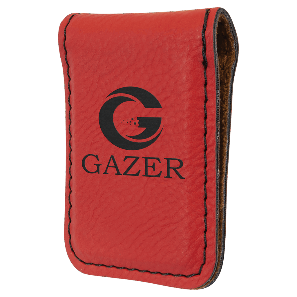 1 3/4" x 2 1/2" Red Laserable Leatherette Money Clip