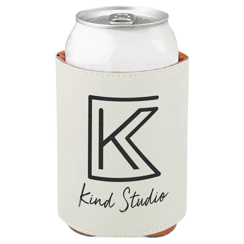 3 3/4" White Laserable Leatherette Beverage Holder