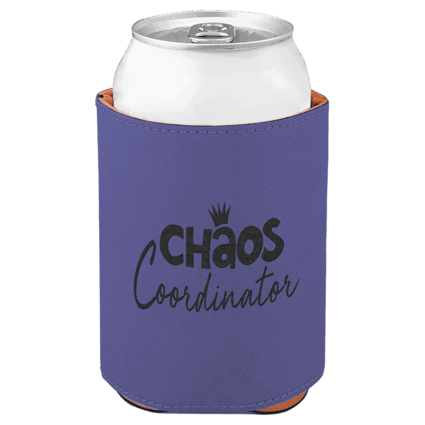 3 3/4" Purple Laserable Leatherette Beverage Holder