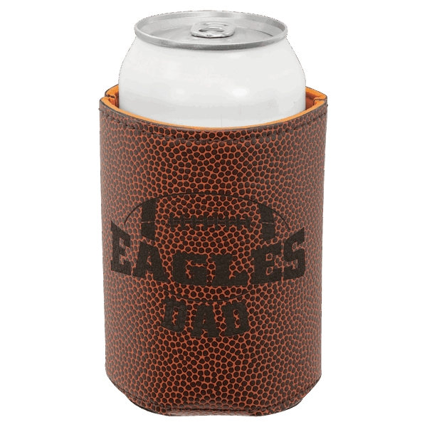 3 3/4" Football Laserable Leatherette Beverage Holder