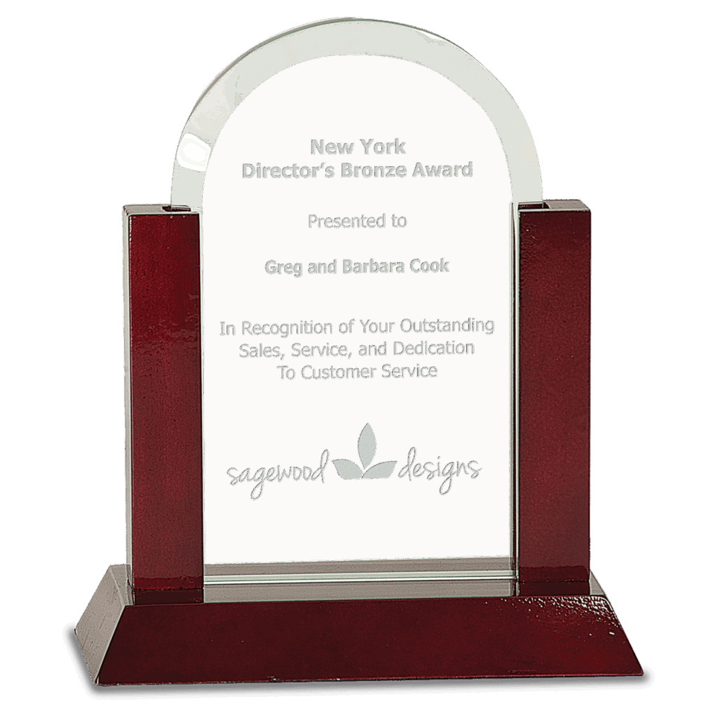 7" Gateway Jade Dome Glass Award with Rosewood Finish Base