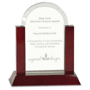7" Gateway Jade Dome Glass Award with Rosewood Finish Base