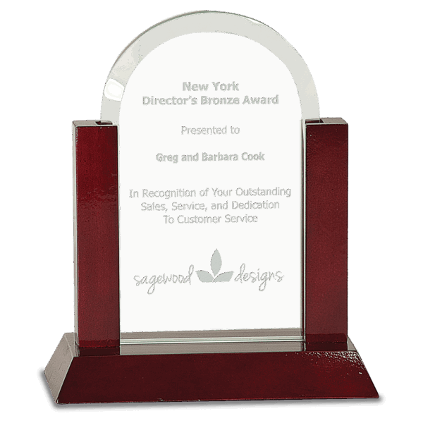 7" Gateway Jade Dome Glass Award with Rosewood Finish Base
