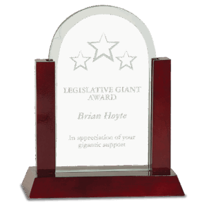 8" Gateway Jade Dome Glass Award with Rosewood Finish Base