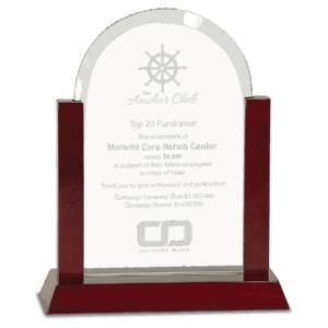 9" Gateway Jade Dome Glass Award with Rosewood Finish Base