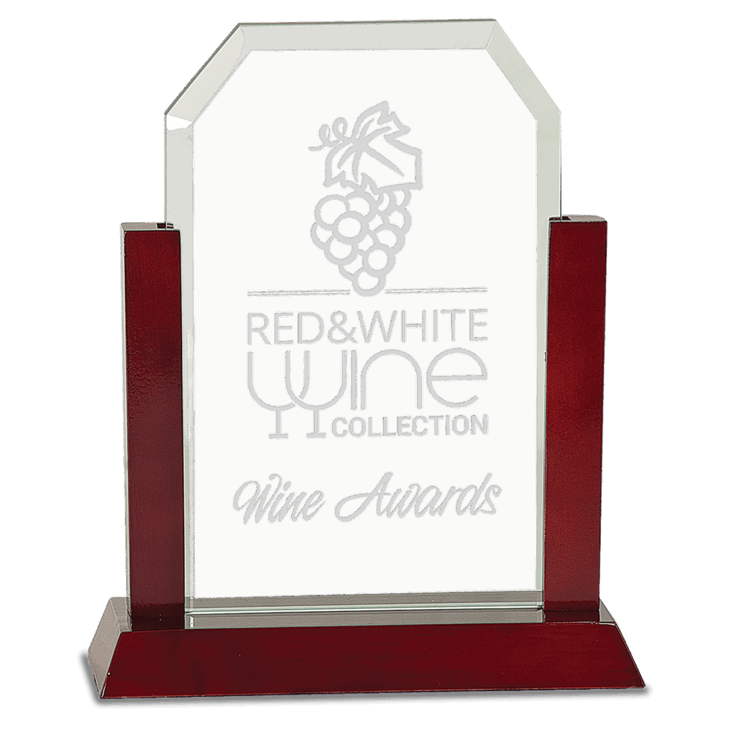 9" Gateway Jade Clip Corner Glass Award with Rosewood Finish Base