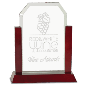 9" Gateway Jade Clip Corner Glass Award with Rosewood Finish Base