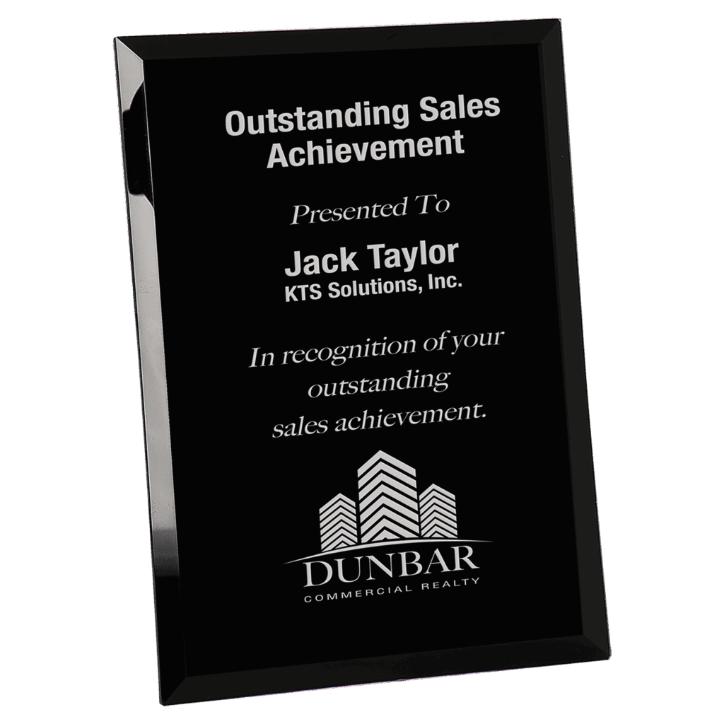 9" x 12" Black Glass Mirror Plaque