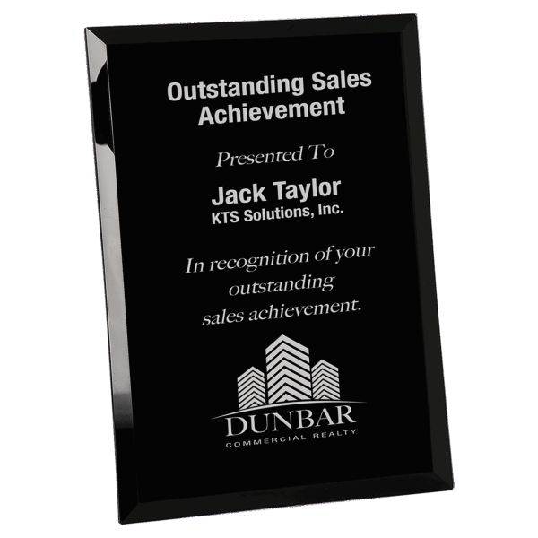 9" x 12" Black Glass Mirror Plaque