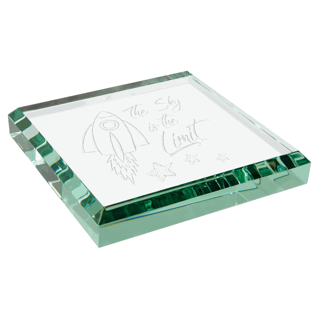 3" x 3" x 1/2" Jade Glass Paperweight