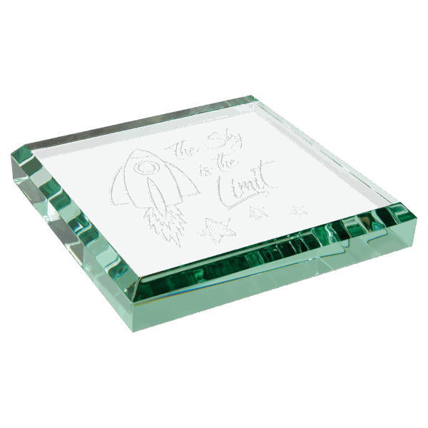 3" x 3" x 1/2" Jade Glass Paperweight
