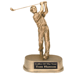 8 3/4" Antique Gold Male Golf Resin