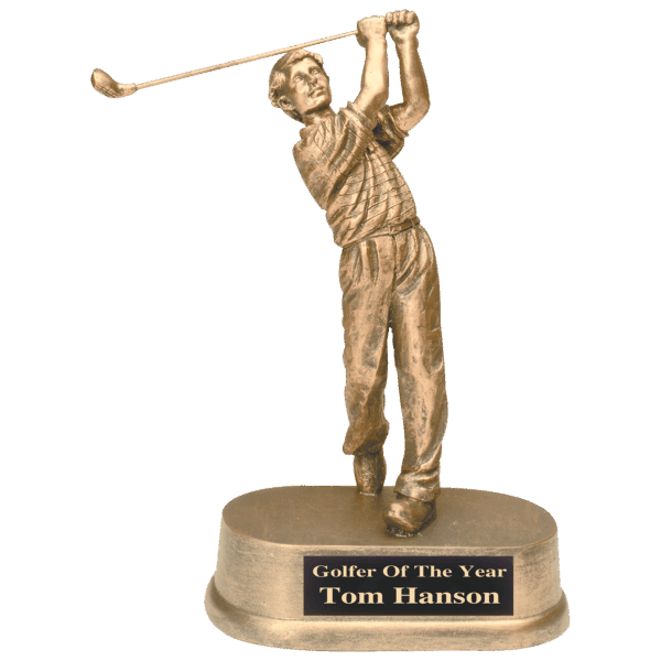 8 3/4" Antique Gold Male Golf Resin