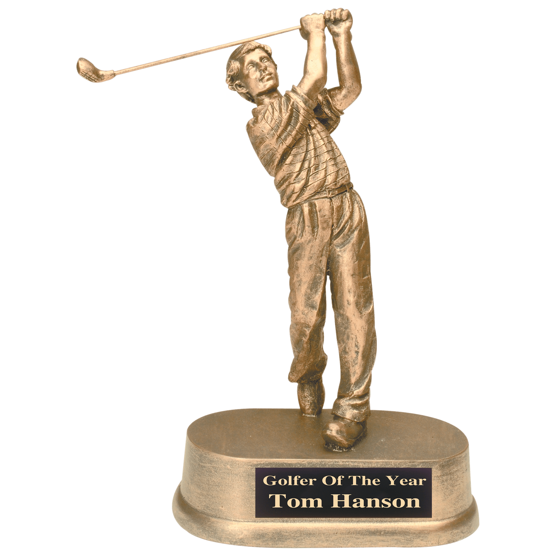 8 3/4" Antique Gold Male Golf Resin