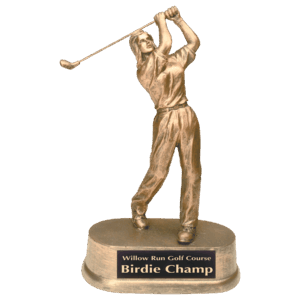 9" Antique Gold Female Golf Resin