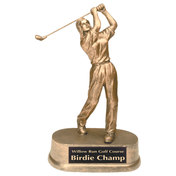 9" Antique Gold Female Golf Resin