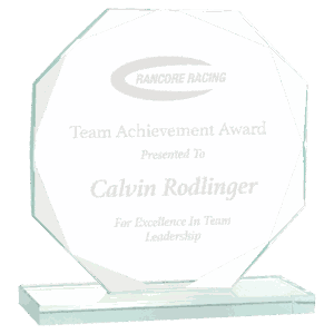 6" Octagon Jade Glass Award