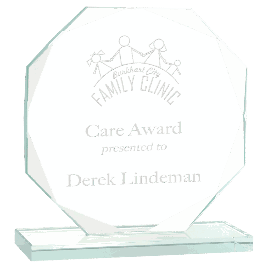 6 1/2" Octagon Jade Glass Award