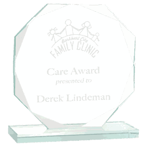 6 1/2" Octagon Jade Glass Award