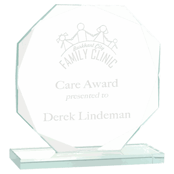 6 1/2" Octagon Jade Glass Award