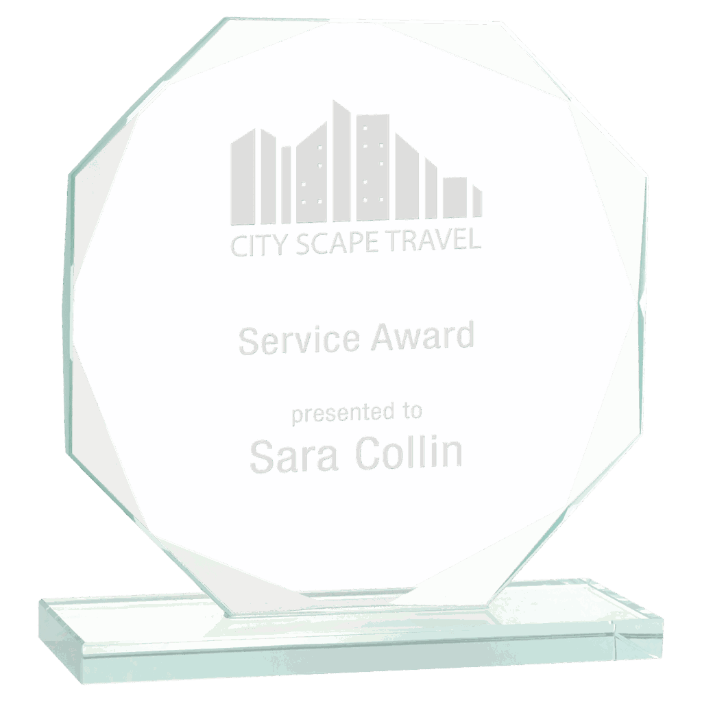 7 1/2" Octagon Jade Glass Award