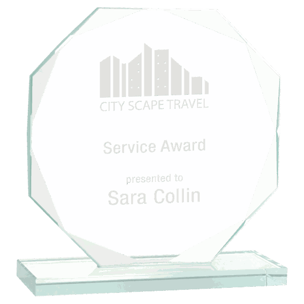 7 1/2" Octagon Jade Glass Award