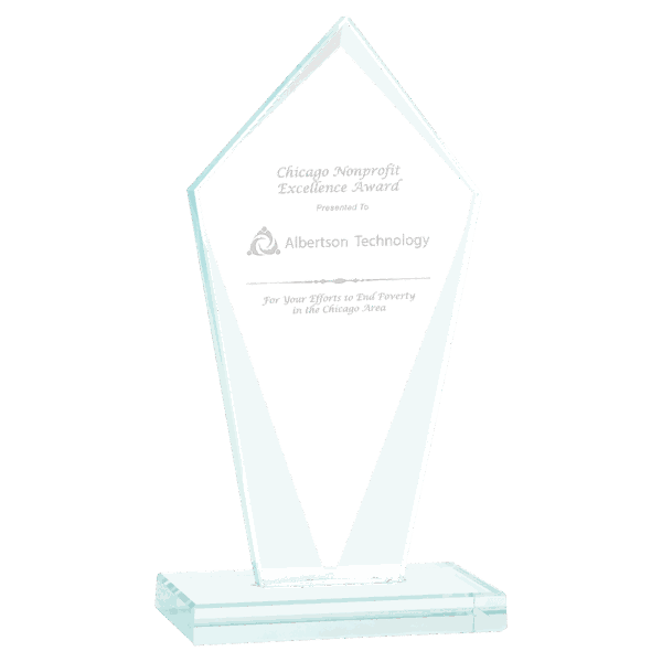 6 3/4" Diamond Jade Glass Award
