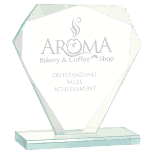5 1/2" Cut Diamond Jade Glass Award