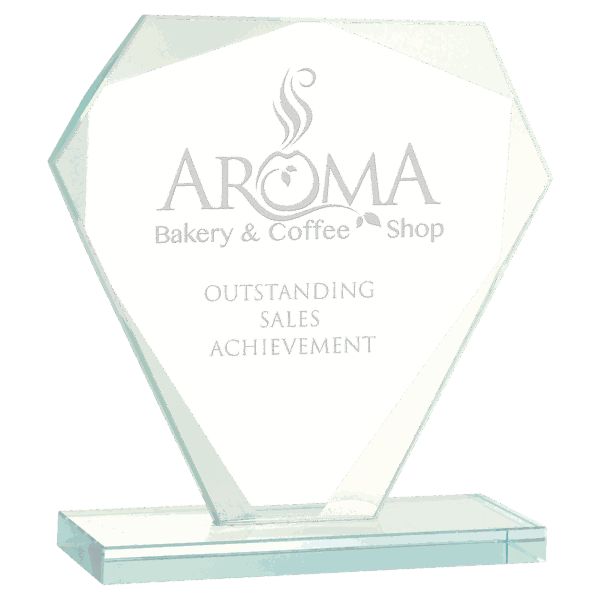 5 1/2" Cut Diamond Jade Glass Award