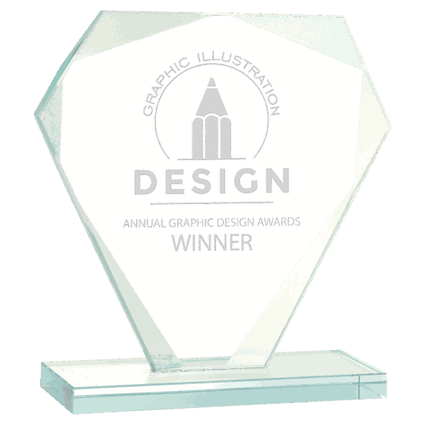 7" Cut Diamond Jade Glass Award