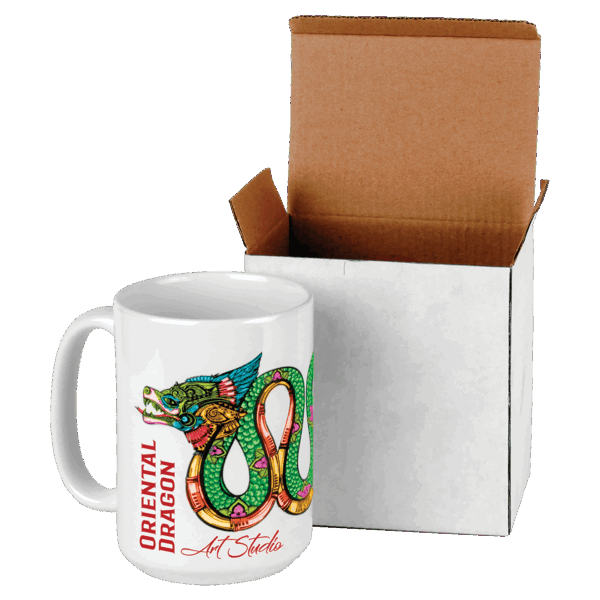 15 oz. White Sublimatable Ceramic Mug with White Box