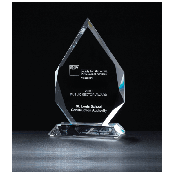 5 7/8" x 9 7/8" x 3/4" Thick Flame Series Multi-Faceted Optical Crystal    Award