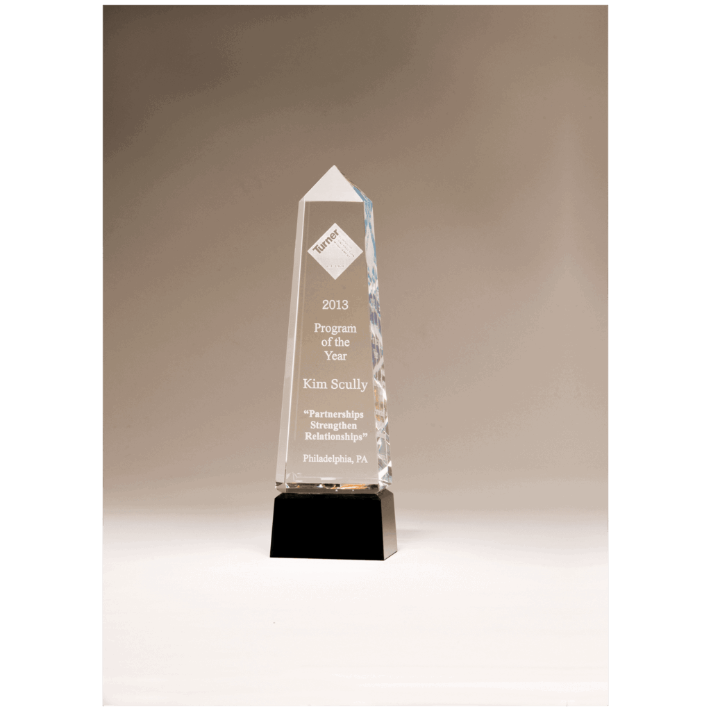 2 7/8" x 9 3/4" Crystal Obelisk with Prism-Effect Top and Black Base